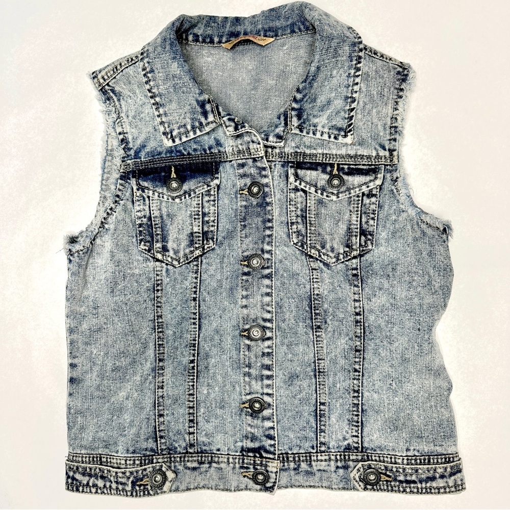 Highway Jeans Cut Off Denim Vest Light Wash Size L